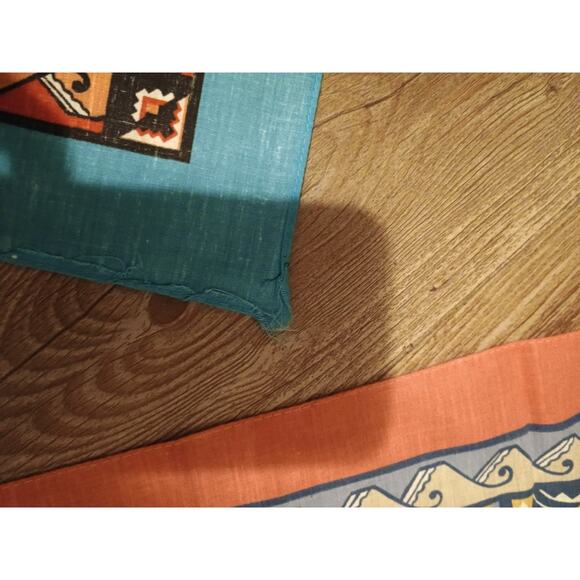 1980s Native American Wamcraft USA Bandana Hankie Scarf Lot 2 Thunderbird READ - Picture 10 of 11